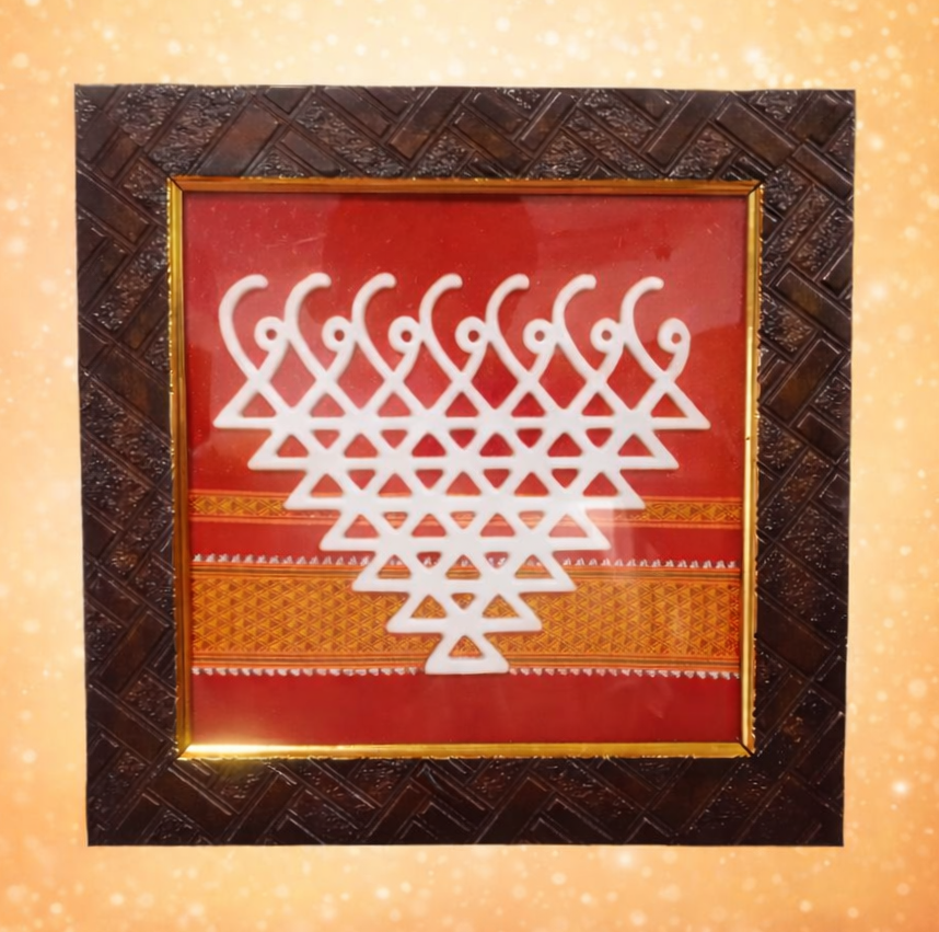 Saraswati Yantra Frame – Handcrafted on Khan Fabric